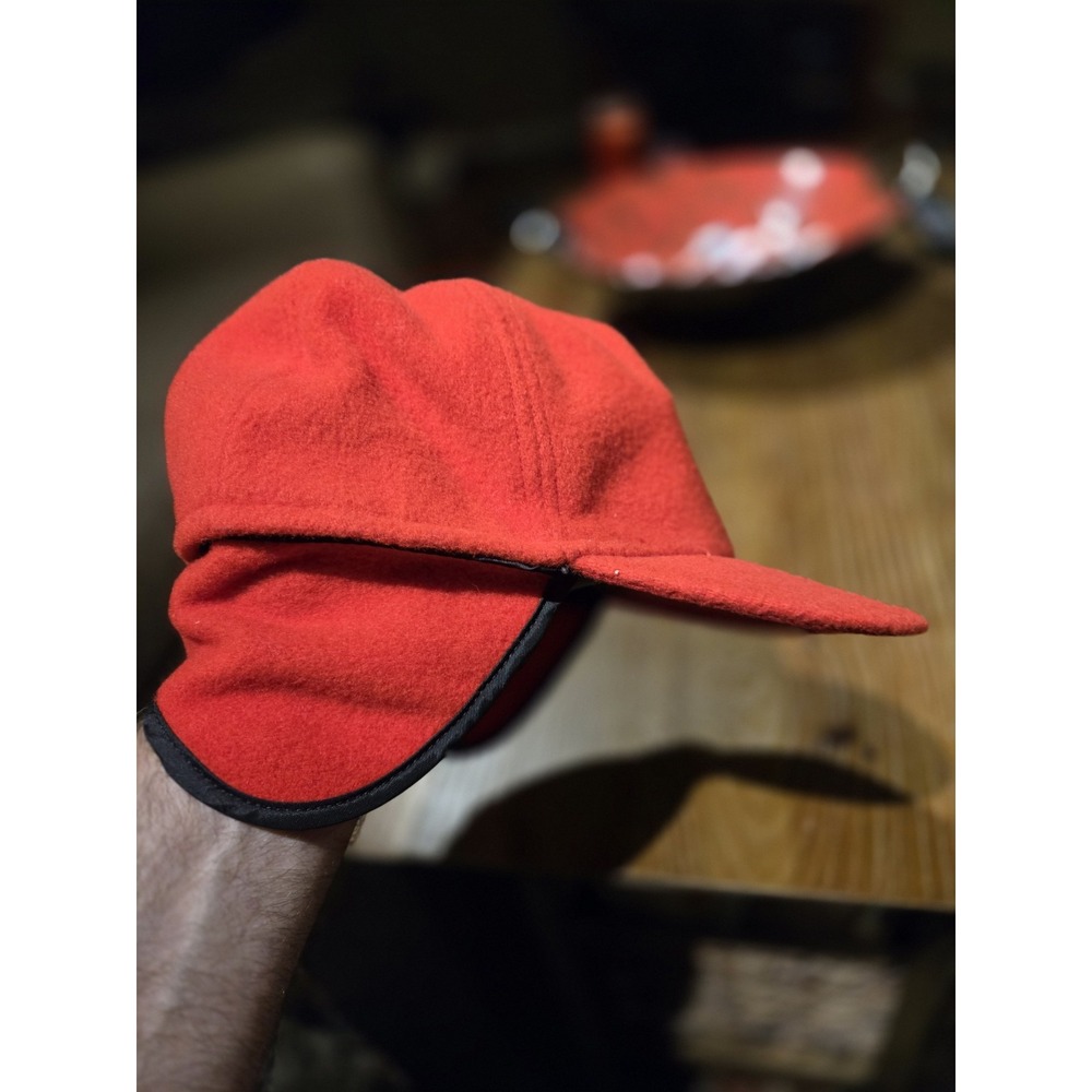 Vintage Capas Headwear Red Hunting Cap Fold Down Ear Flaps Woodsman Winter Hat